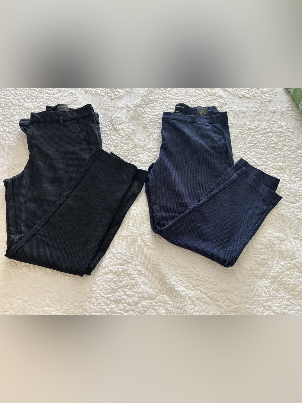 Liverpool Women’s Size 10/30 Pin Dot Ankle Pants Lot 2 Black Navy Cropped